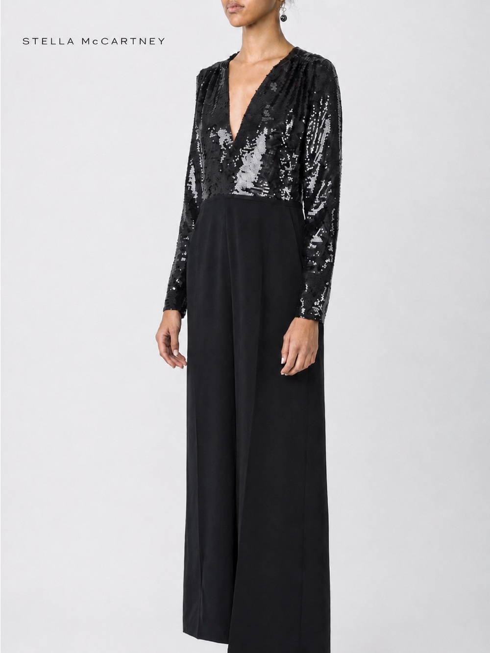 Stella McCartney Black Sequin Silk Jumpsuit IT 42